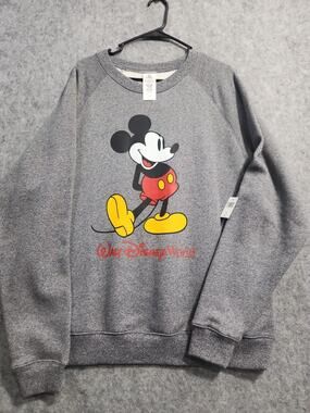 Disney Parks Walt Disney World Mickey Mouse Gray Crewneck Sweatshirt Adult XL NW